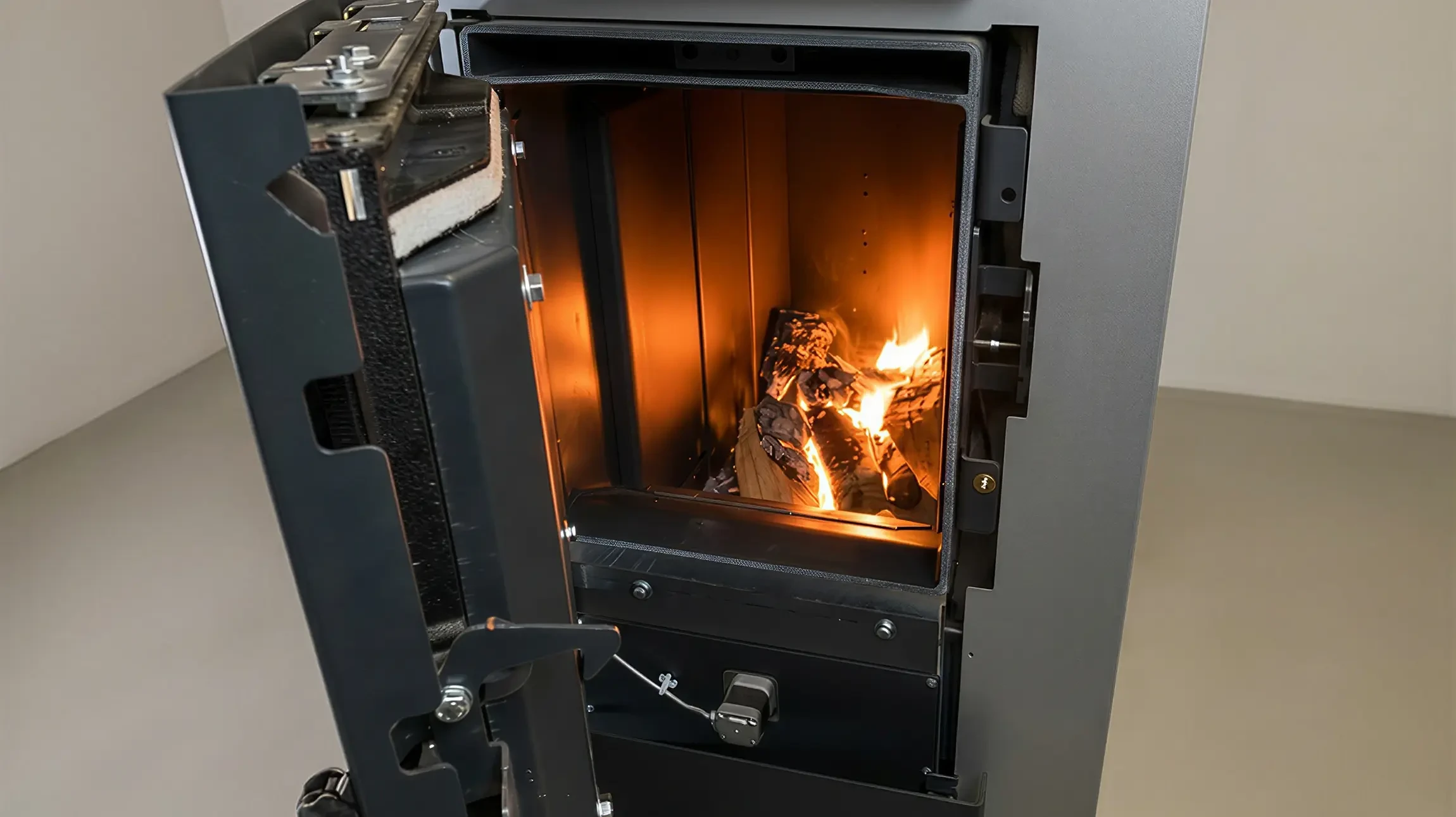 chauffe-chaudi&egrave;re avec des puces de bois, technologie de chauffage dans un b&acirc;timent